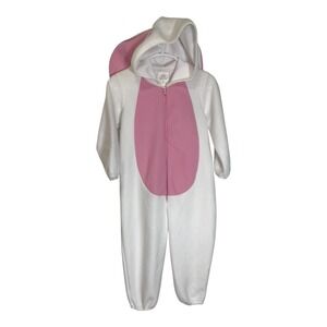 Kmart 3T White Pink Bunny Costume Hooded Fleece One Piece Easter Halloween